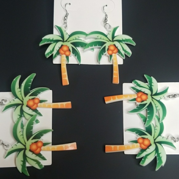 3 PACK Palm Palm Tree Earrings Lazer Printed - Picture 2 of 8